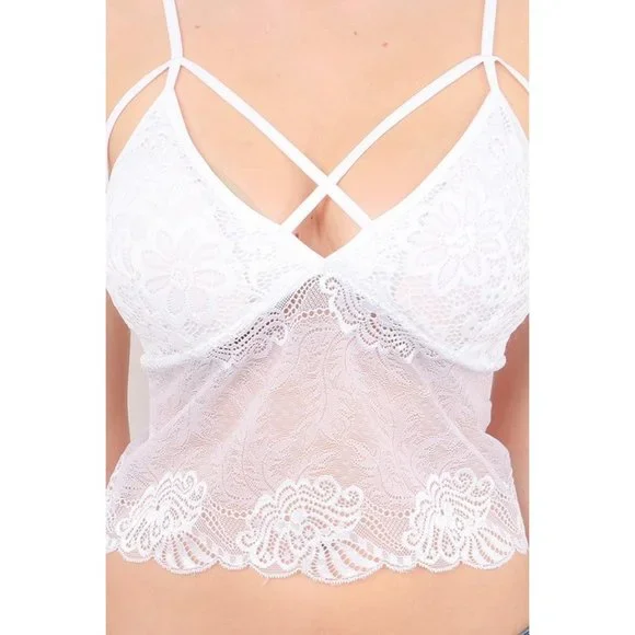 Bralette. Camisole. White Lace. Padded. Size Large. New Mix Brand. - Picture 5 of 5